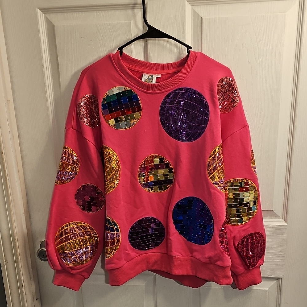 QUEEN OF SPARKLES Pink Sequin Sweatshirt